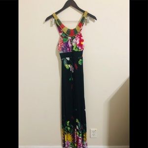 Beaded collar maxi dress. Beautiful floral print.